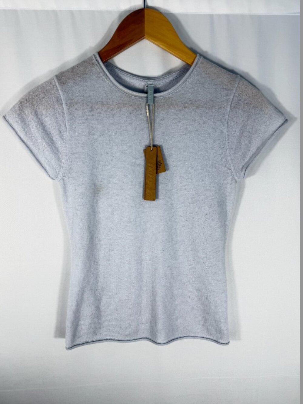 SKIMS Sheer Cashmere T Shirt Pearl Blue Small NWT Luxury Knit Top